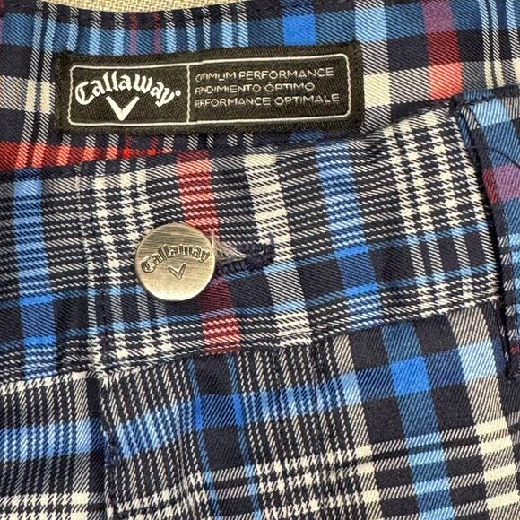Men's Callaway Optimal Performance Chino Plaid Golf Shorts - 32-34" Waist - Picture 3 of 7